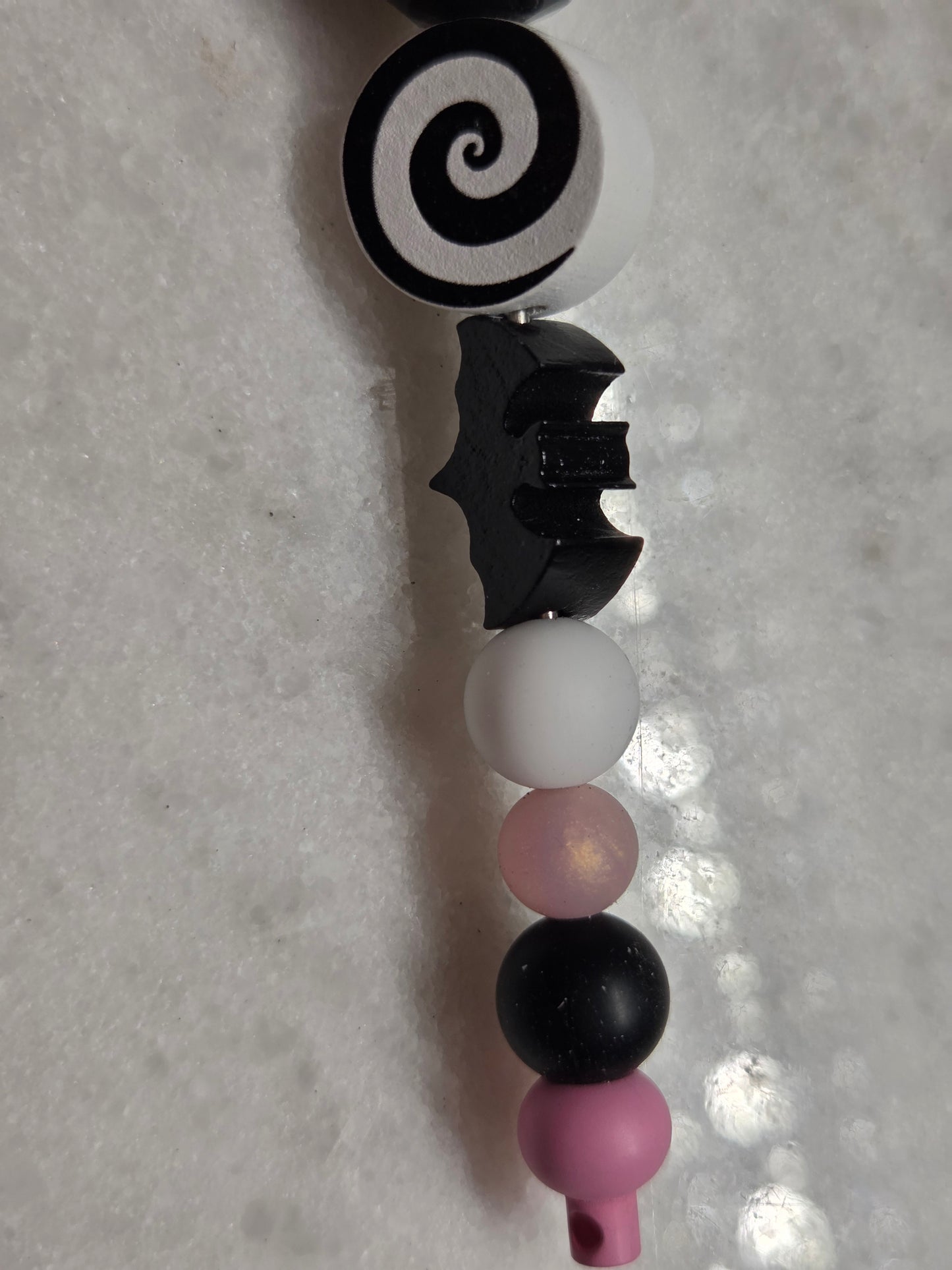 Halloween Keychain - Pink Bat Swirl