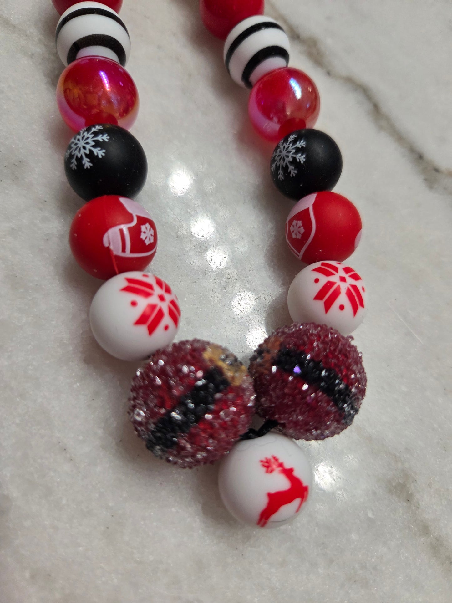 Christmas - Black, Red & White - Purse Charm
