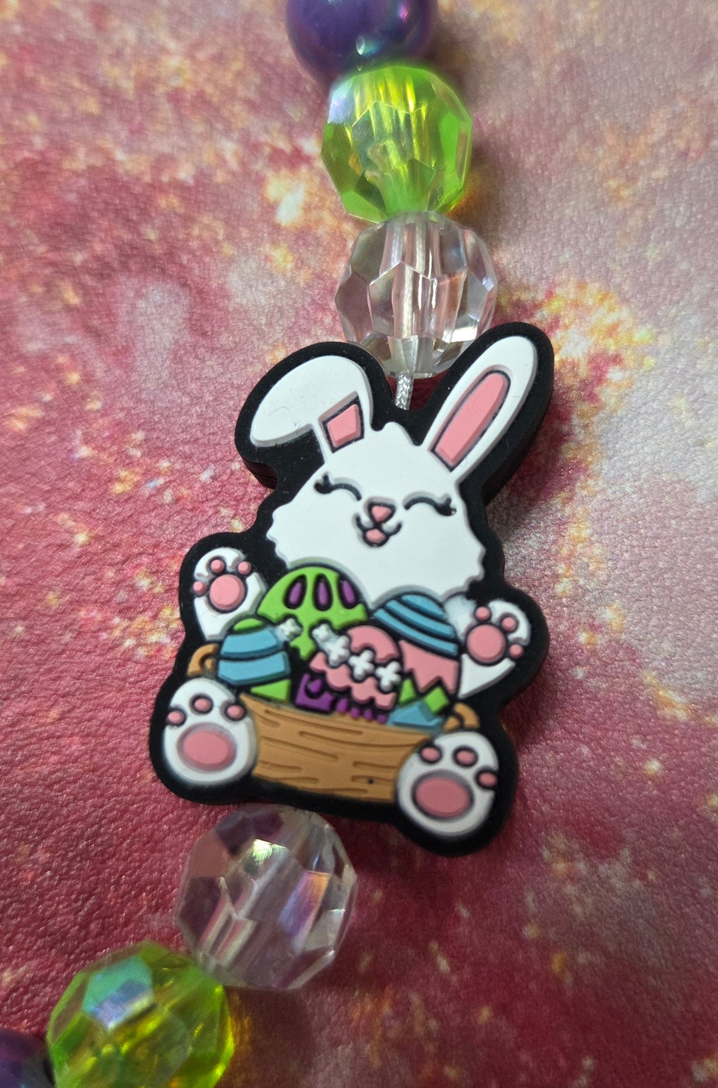 Easter - Phone Charm - Cute Easter Bunny 🐰 in Their Basket Full of Eggs! So adorable. With Carabiner Topper