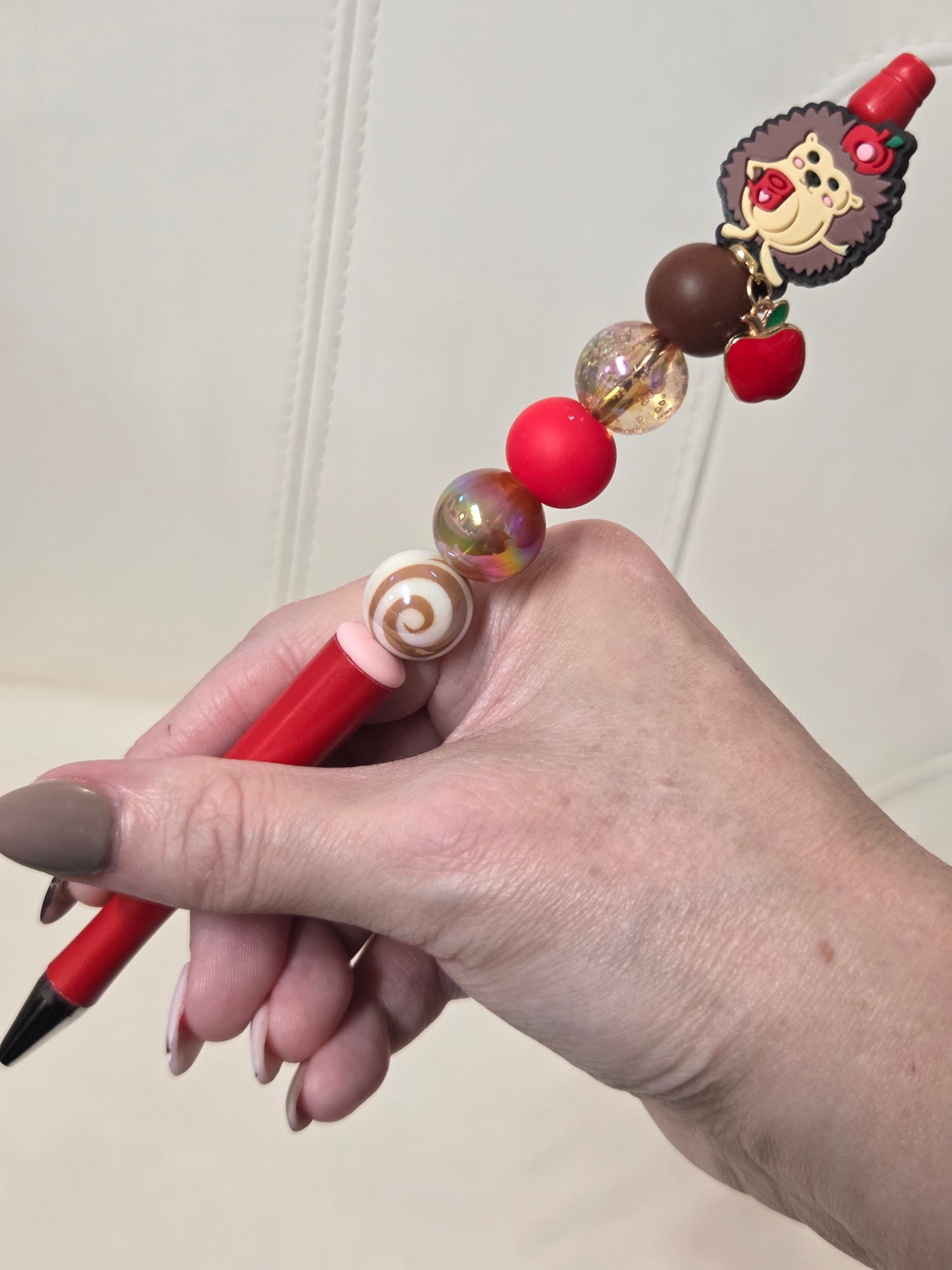 Autumn Hedgehog with Apple Charm - Ballpoint Pen