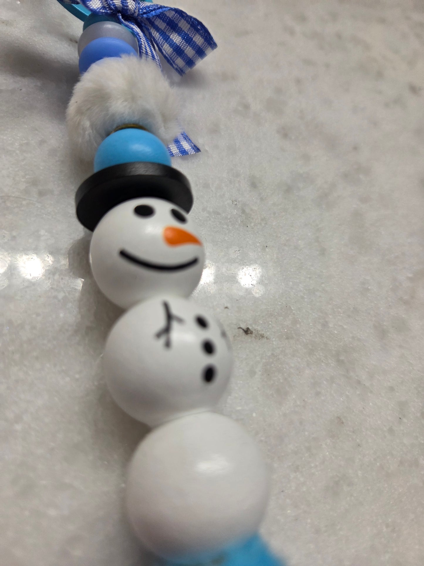 Christmas Keychain/Purse Charm - Snowman in Blue