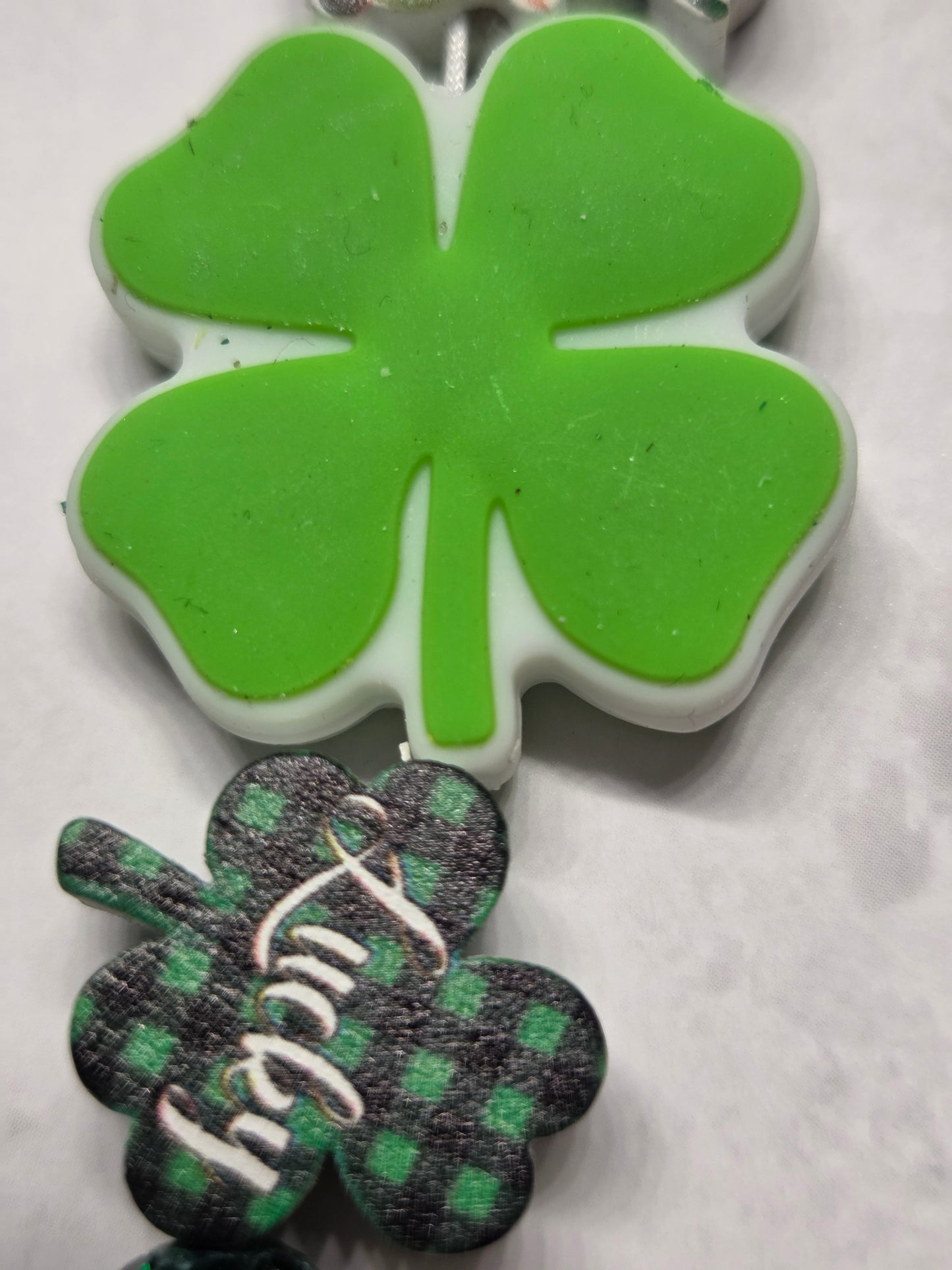 Phone Charm- St. Patty's Day! 4 Leaf Clover Focal with Gnome and Mini Little Clovers. So Cute!