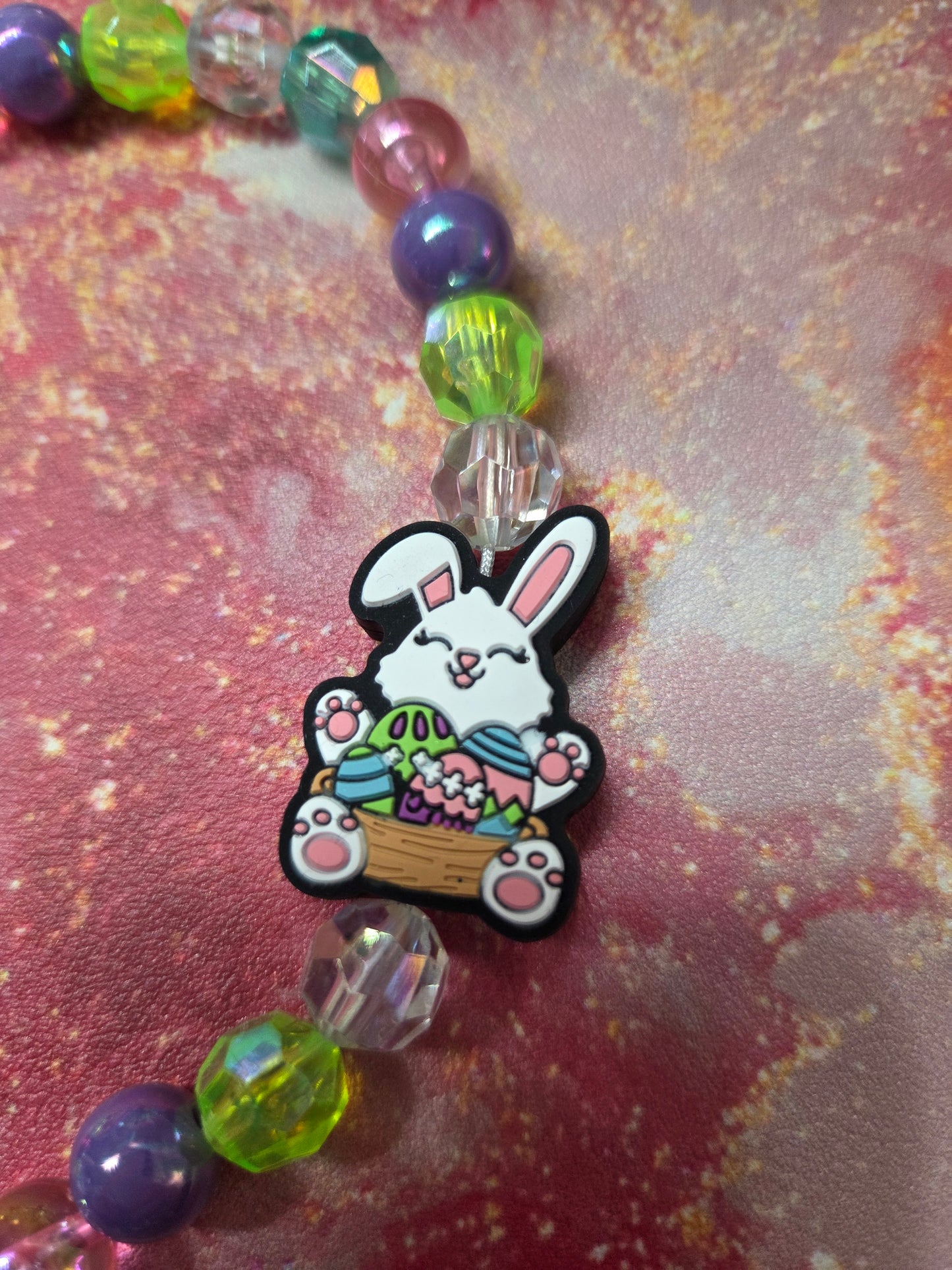 Easter - Phone Charm - Cute Easter Bunny 🐰 in Their Basket Full of Eggs! So adorable. With Carabiner Topper