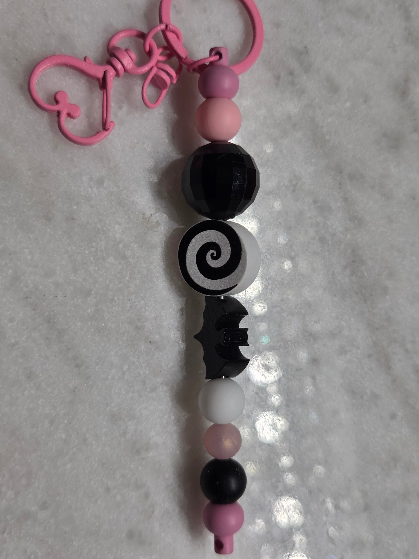 Halloween Keychain - Pink Bat Swirl