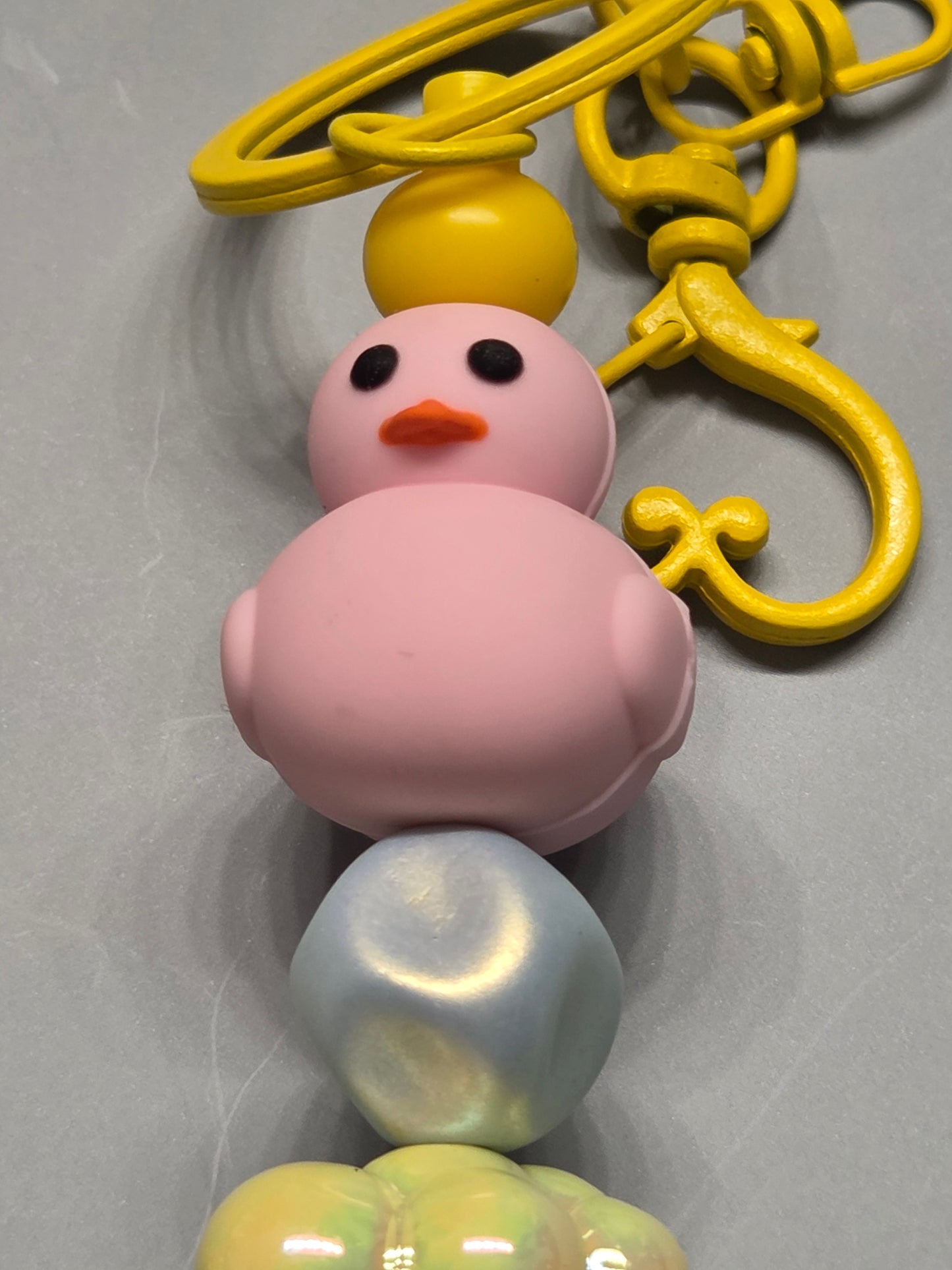 Easter - Pink Ducky with Easter Colored beads - Keychain/Purse Charm