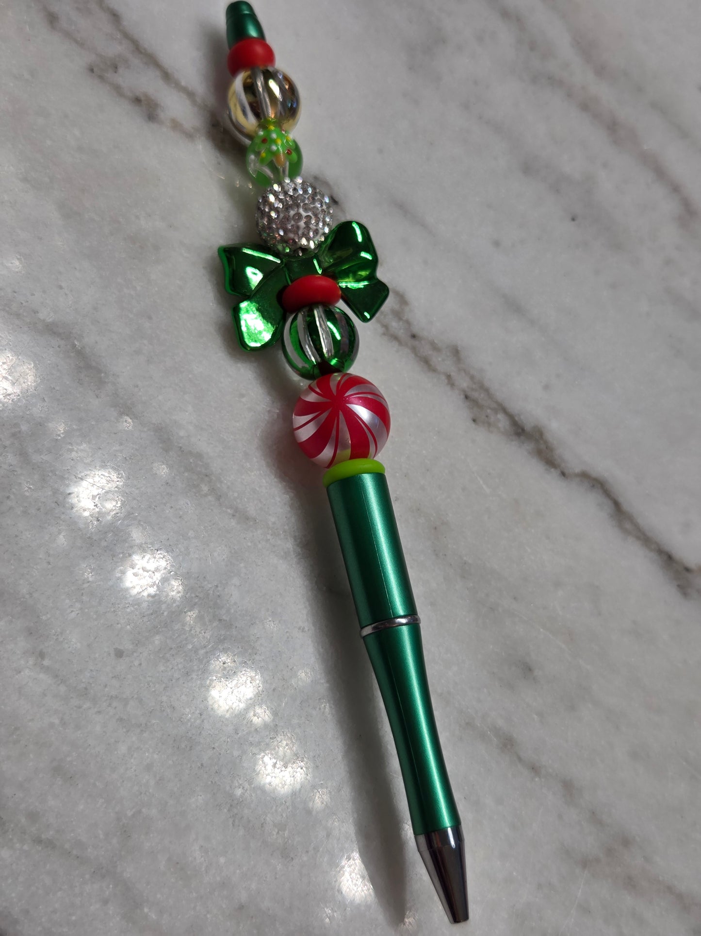 Christmas - Traditional Colors- Green Bow -  Ballpoint Pen