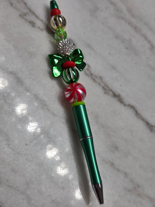 Christmas - Traditional Colors- Green Bow -  Ballpoint Pen