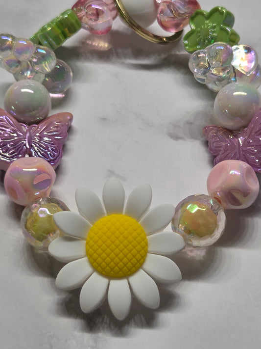 Springtime - Wristlet feat Large White Daisy, Colorful Butterflies, Clouds & Hearts. This is truly one of my most favorite Wristlets I've ever made! It's very unique and perfect for almost year long!