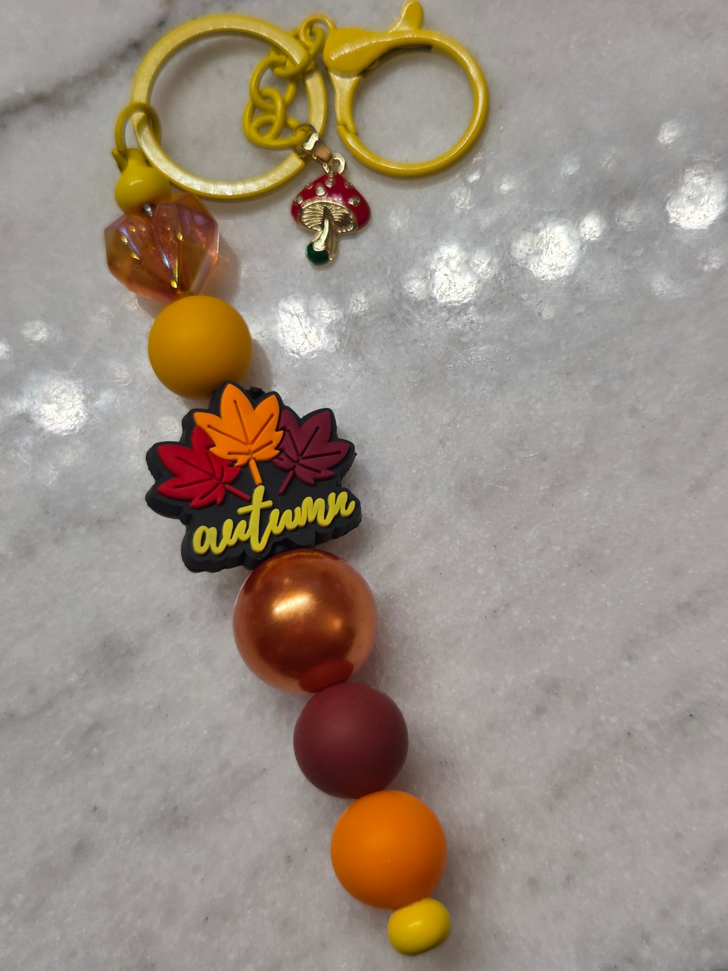 Autumn -  Keychain with Mushroom Charm