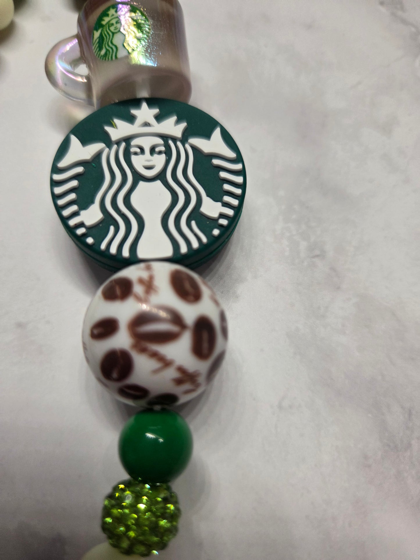 Phone Charm- St*rbucks Coffee with Little Mug and Coffee Bean 20mm Bead