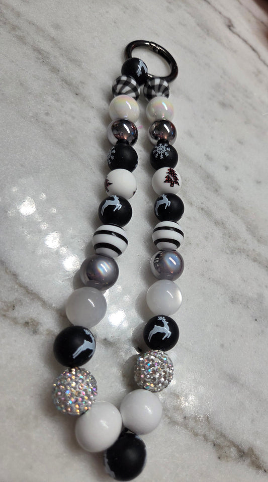 Christmas - Black & White - Purse Charm