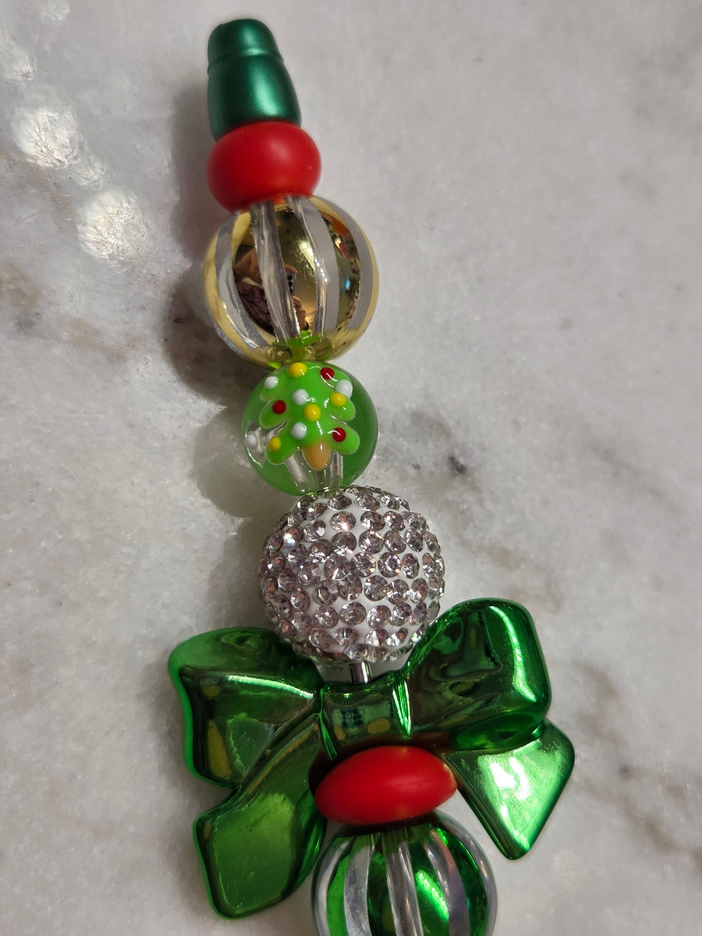 Christmas - Traditional Colors- Green Bow -  Ballpoint Pen