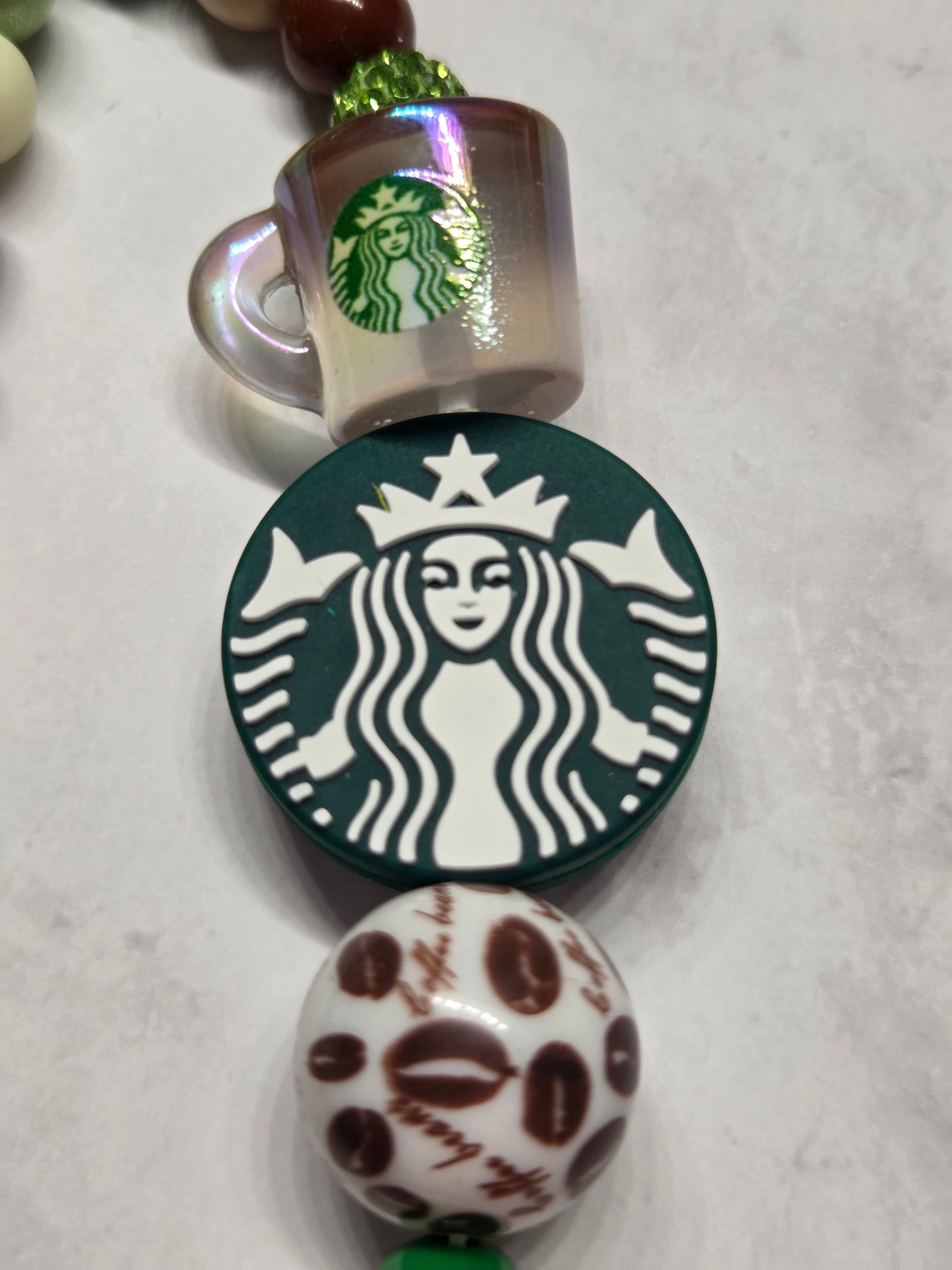 Phone Charm- St*rbucks Coffee with Little Mug and Coffee Bean 20mm Bead