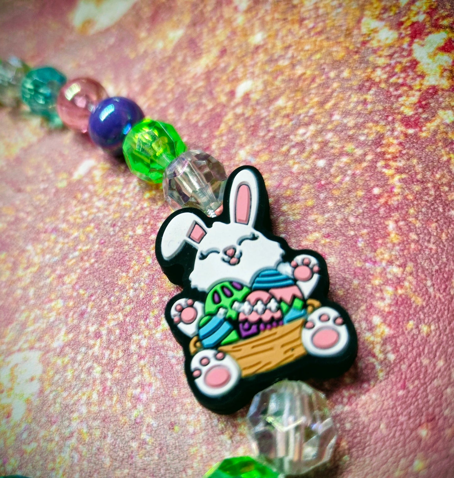 Easter - Phone Charm - Cute Easter Bunny 🐰 in Their Basket Full of Eggs! So adorable. With Carabiner Topper
