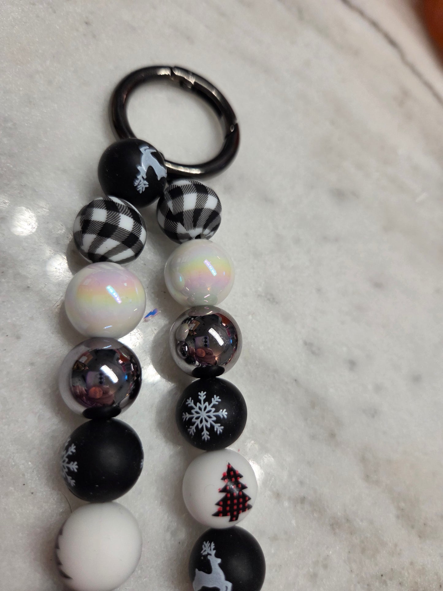 Christmas - Black & White - Purse Charm