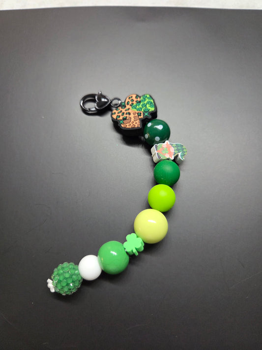 St. Patty's Day - Shamrock and Hearts with Little Gnome - Keychain/Purse Charm