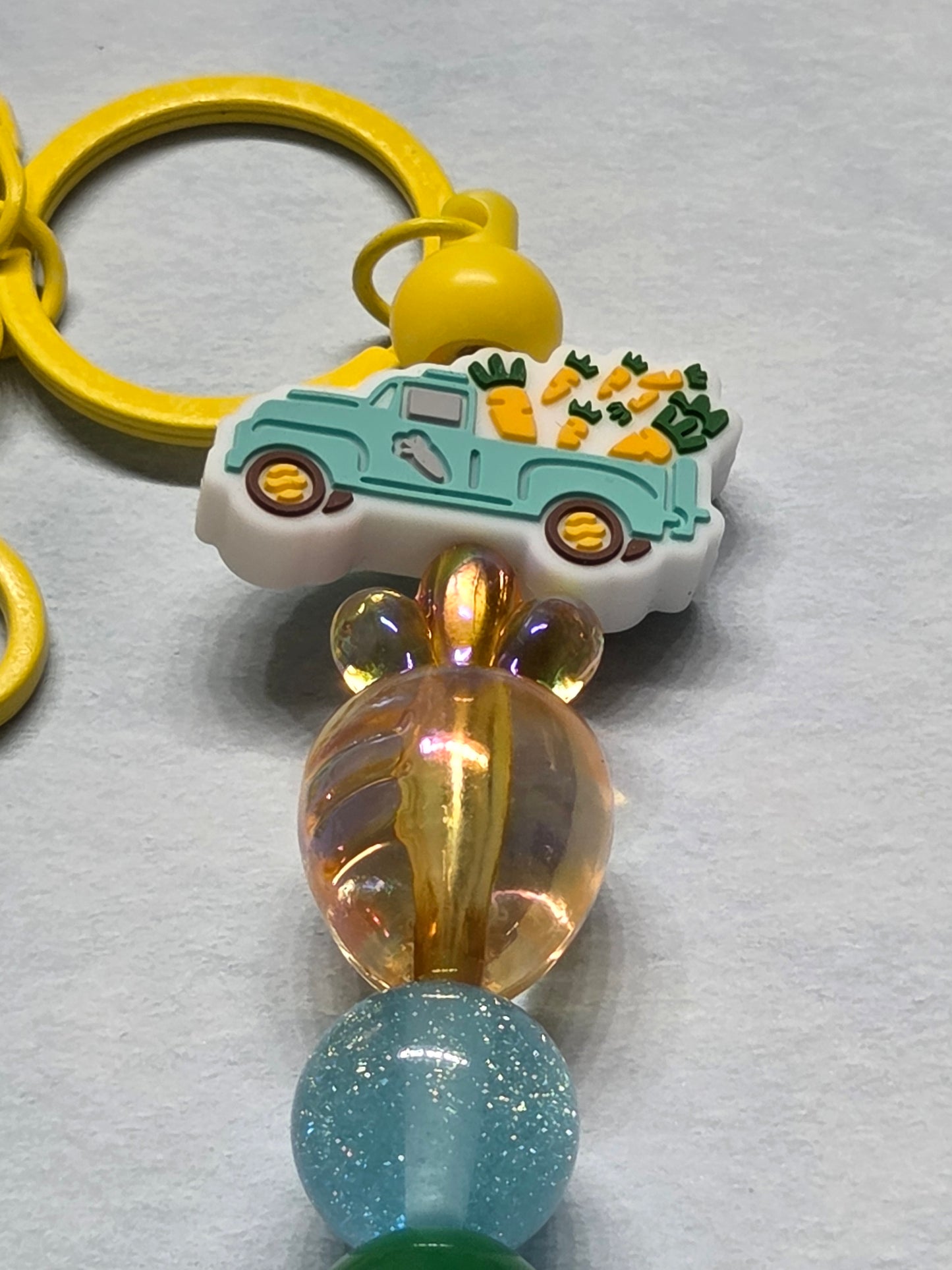 Easter - Easter Truck keychain/Purse charm filled with Carrots 🥕  feat. a large carrot bead