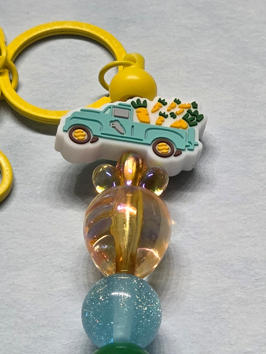 Easter - Easter Truck keychain/Purse charm filled with Carrots 🥕  feat. a large carrot bead