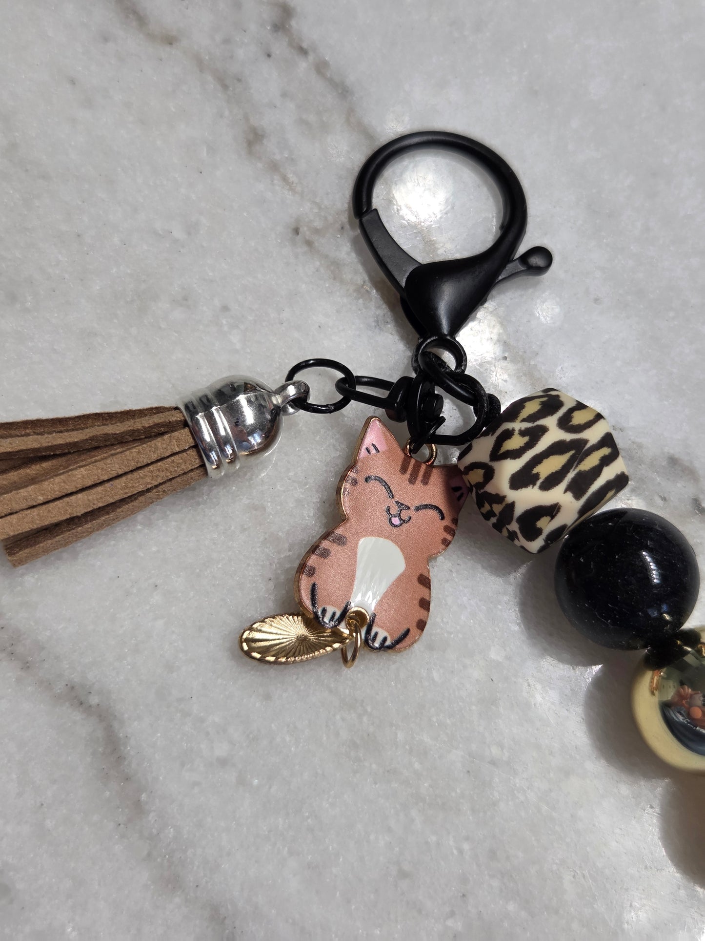Whiskers & Paws Cute brown Cat Keychain