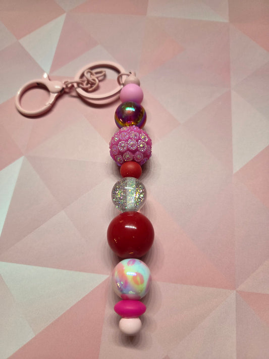 Valentine's Day - Beautiful Keychain/Purse Charm feat a Variety of Different Beads