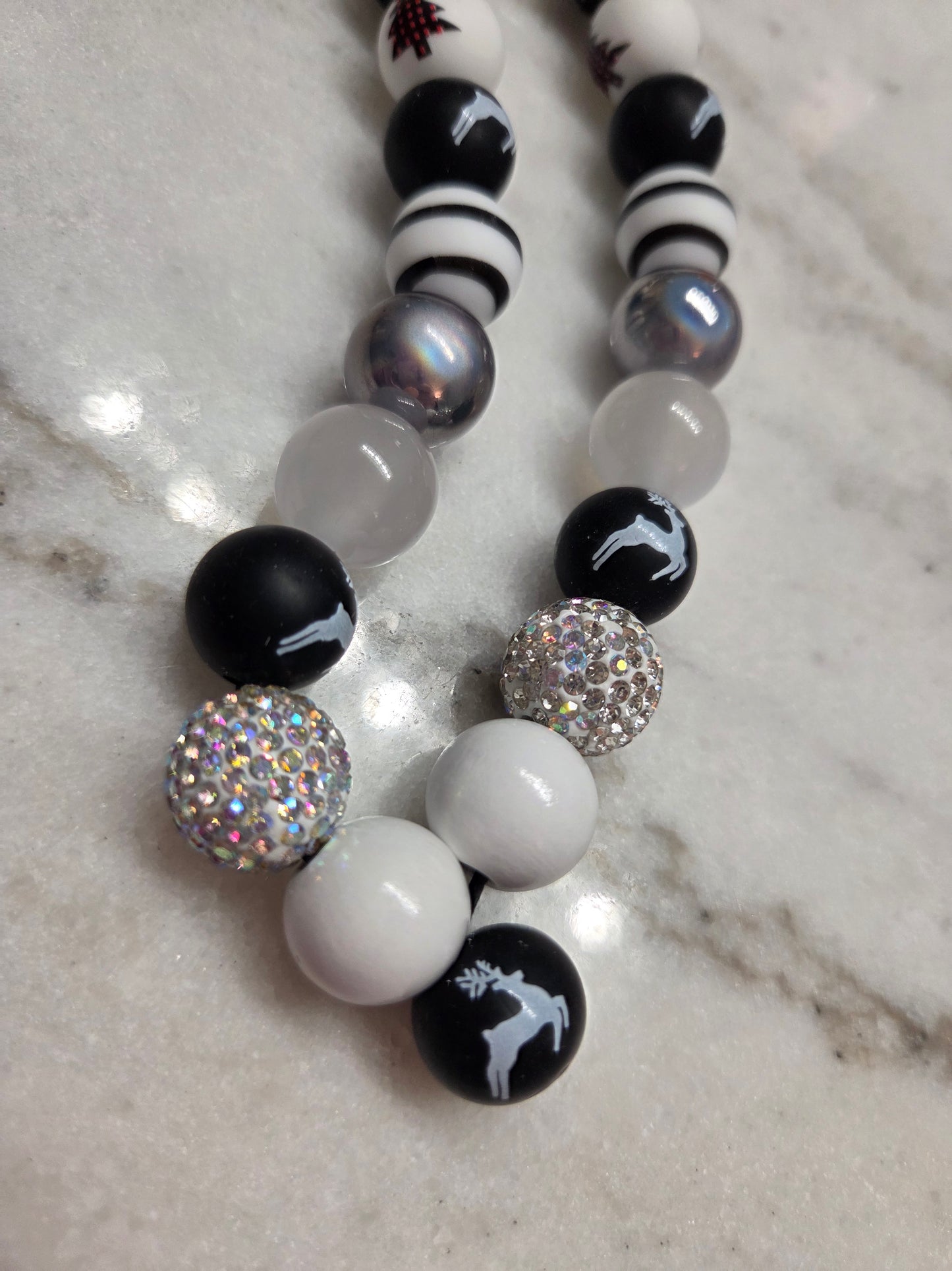 Christmas - Black & White - Purse Charm