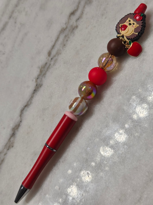 Autumn Hedgehog with Apple Charm - Ballpoint Pen