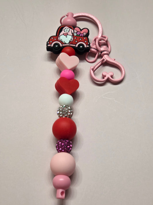 Valentine's Day - Gnome Truck Filled with Hearts 💕 - Keychain/Purse Charm