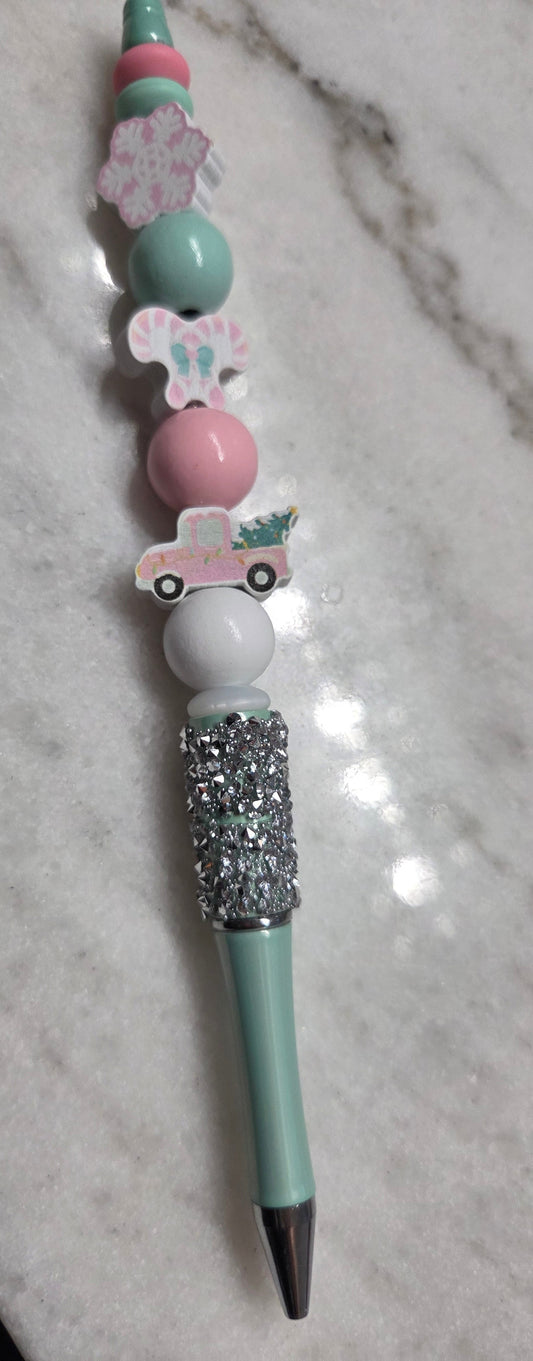 Christmas - Mint Green & Pink Edition- Christmas Truck, Candy Canes, and ❄️ Snowflake Ballpoint Pen