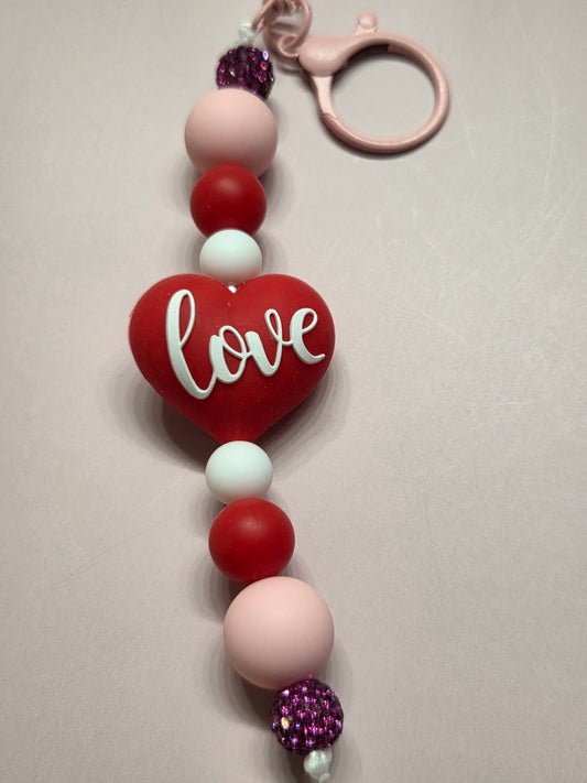 Valentine's Day- Heart with Love Keychain/Purse charm