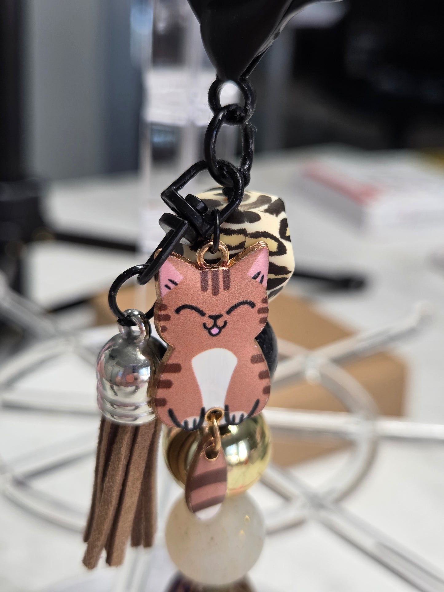 Whiskers & Paws Cute brown Cat Keychain