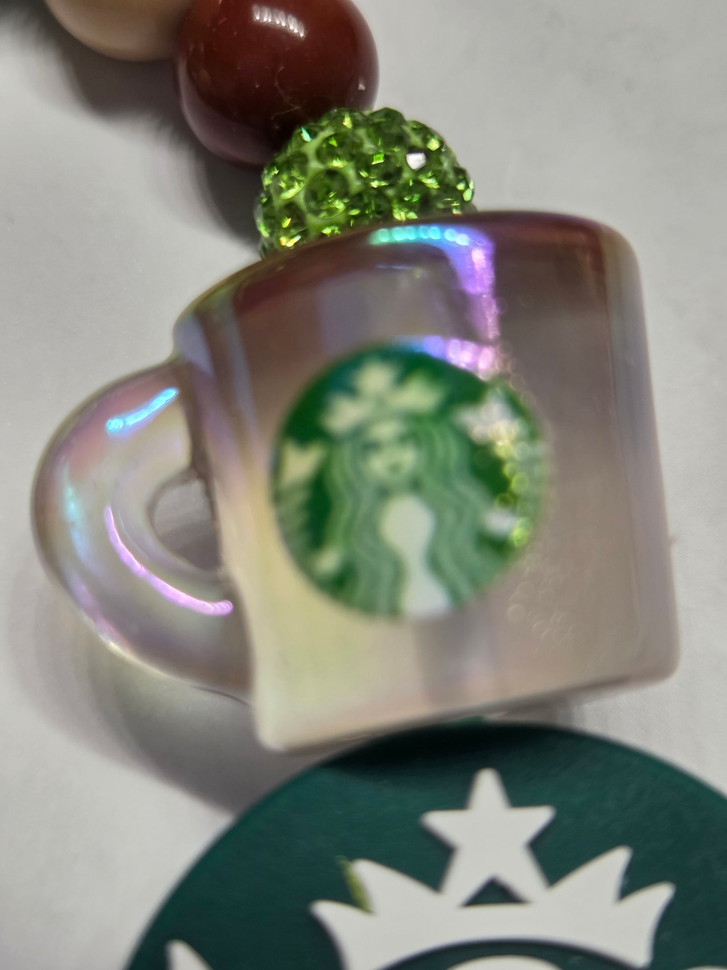 Phone Charm- St*rbucks Coffee with Little Mug and Coffee Bean 20mm Bead