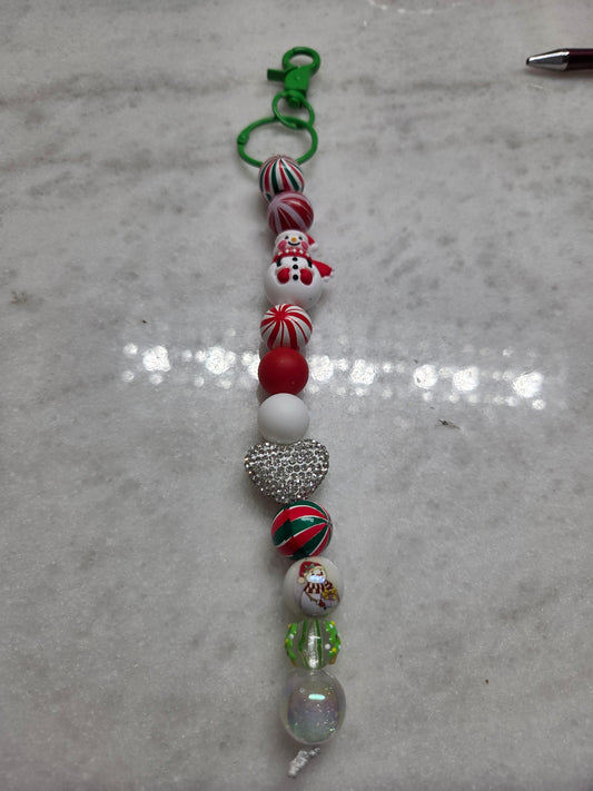Christmas Keychain/Purse Charm - Peppermint Snowman