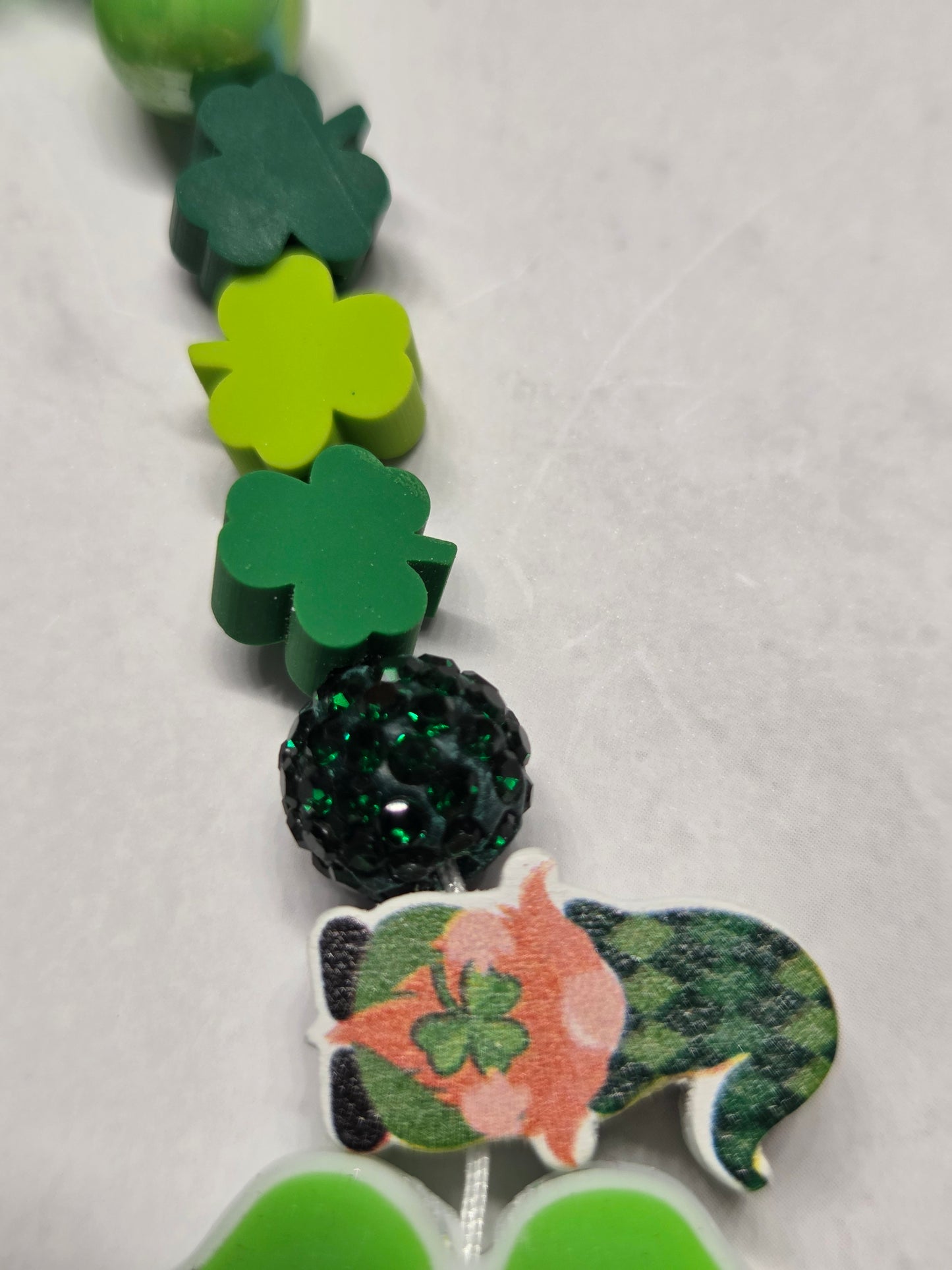 Phone Charm- St. Patty's Day! 4 Leaf Clover Focal with Gnome and Mini Little Clovers. So Cute!