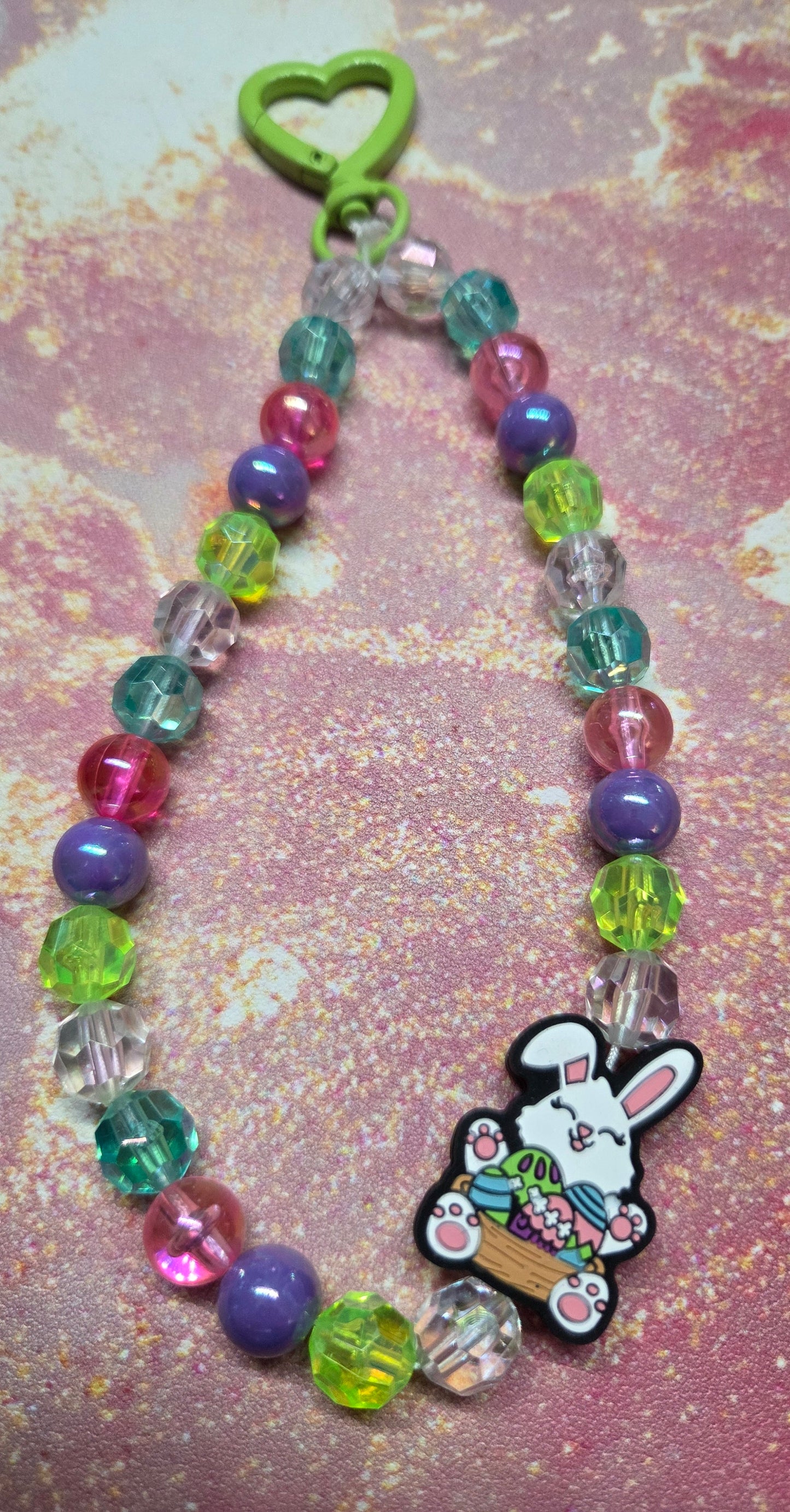 Easter - Phone Charm - Cute Easter Bunny 🐰 in Their Basket Full of Eggs! So adorable. With Carabiner Topper