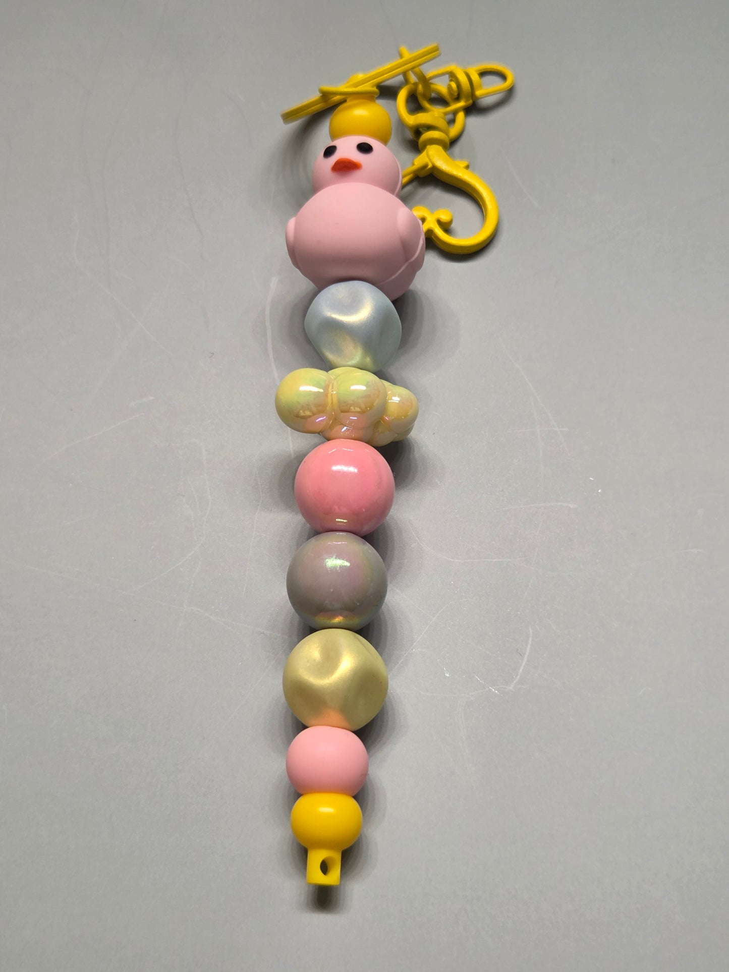 Easter - Pink Ducky with Easter Colored beads - Keychain/Purse Charm