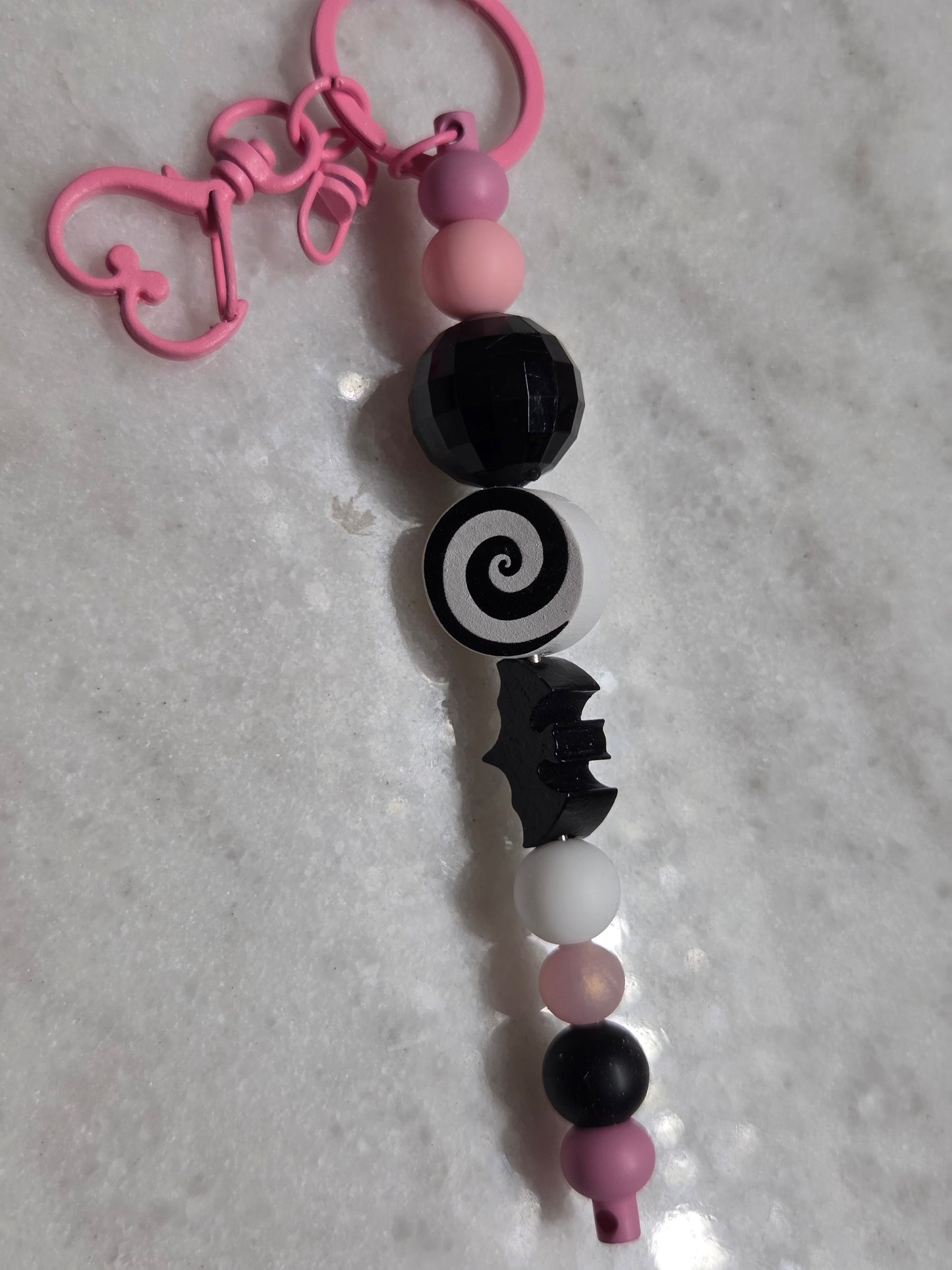 Halloween Keychain - Pink Bat Swirl
