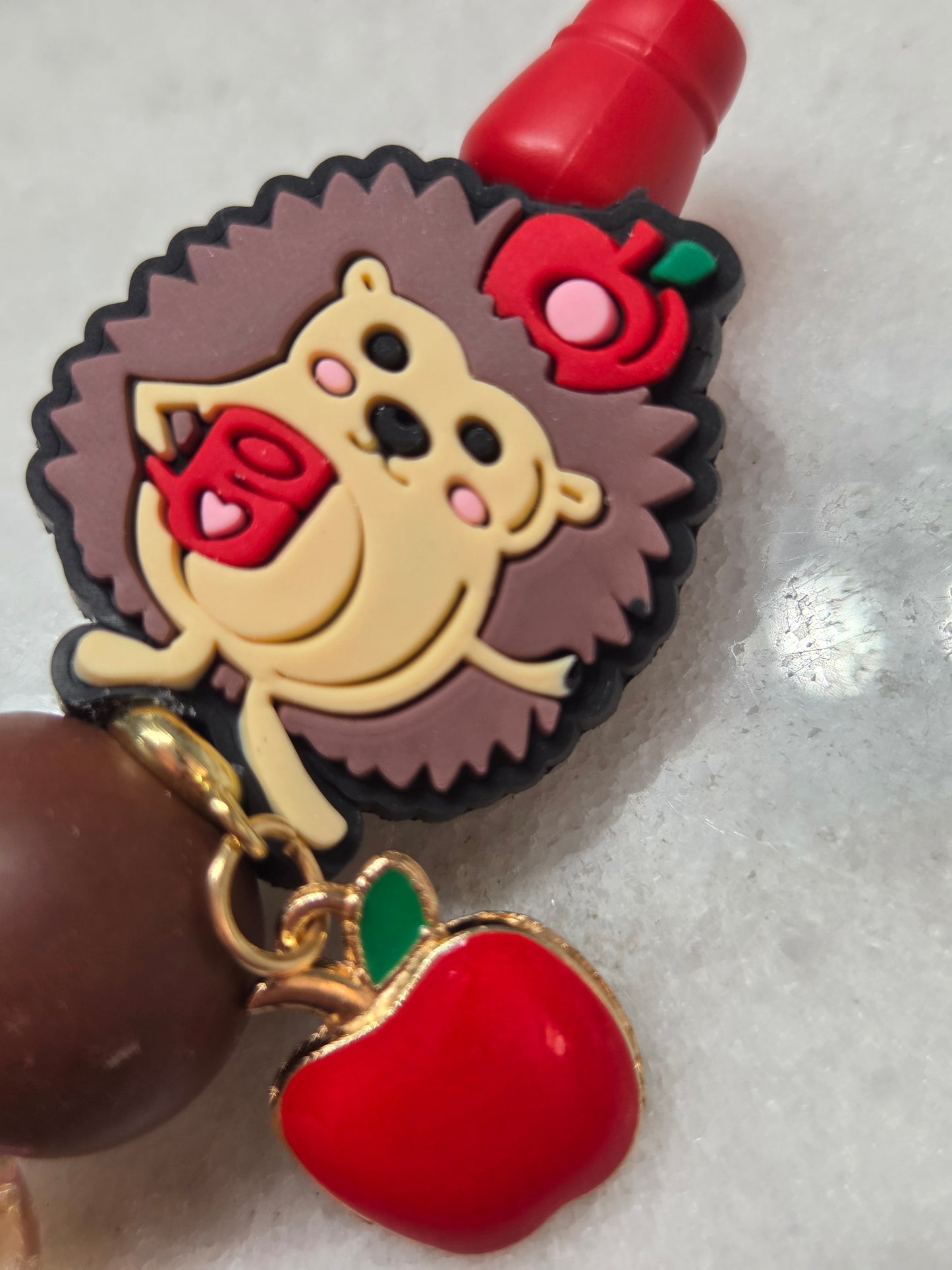 Autumn Hedgehog with Apple Charm - Ballpoint Pen