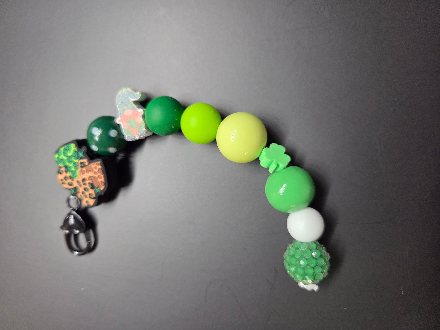 St. Patty's Day - Shamrock and Hearts with Little Gnome - Keychain/Purse Charm