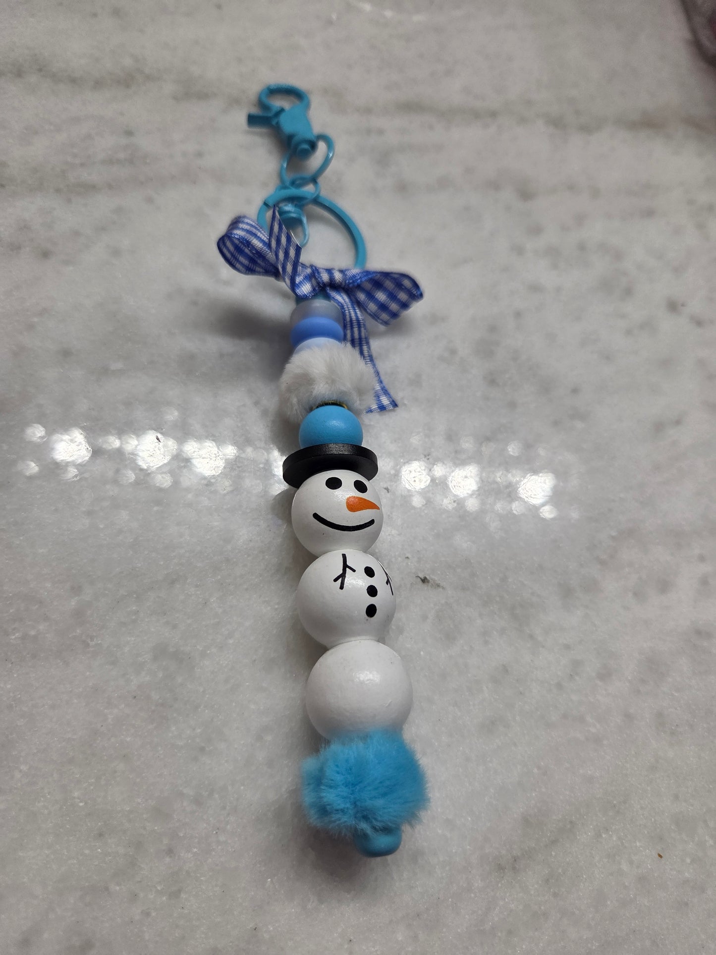 Christmas Keychain/Purse Charm - Snowman in Blue