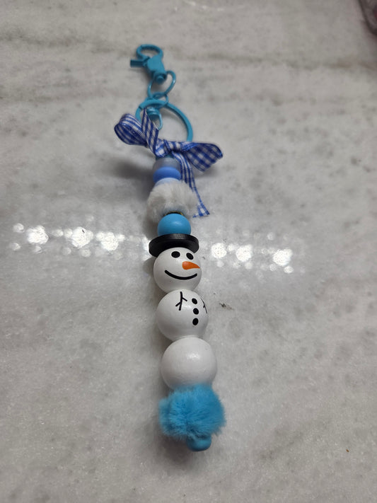 Christmas Keychain/Purse Charm - Snowman in Blue